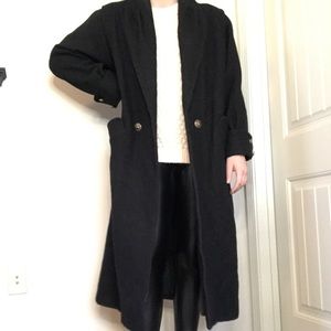 Long black wool Trench coat